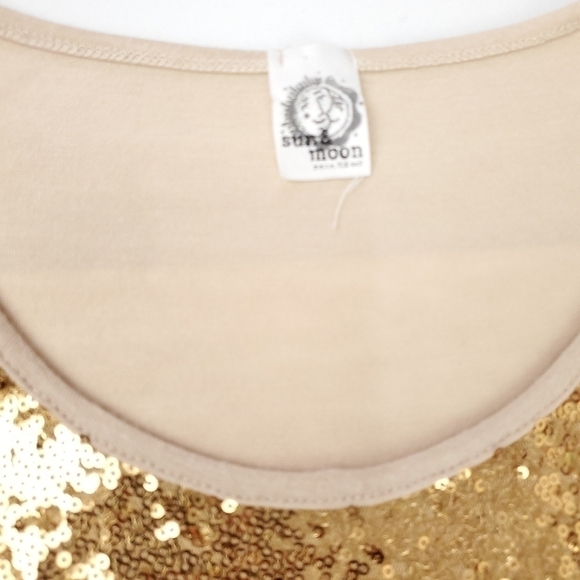 Sun & Moon 95% Rayon Sequined Cream Tunic Top M - Picture 8 of 8